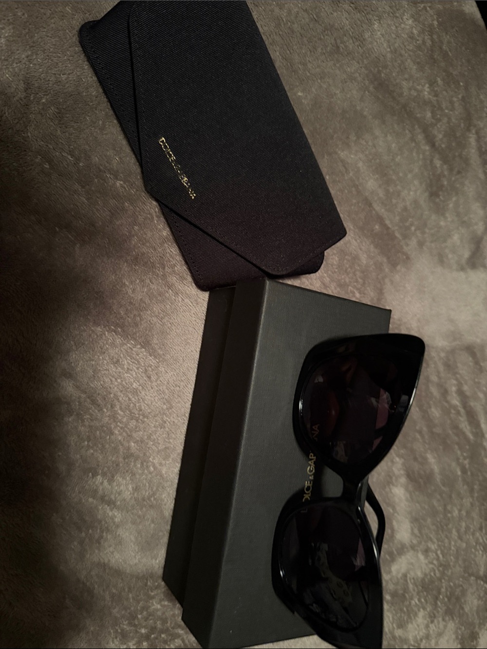 Dolce & Gabbana Black Cat-Eye Sunglasses with Case